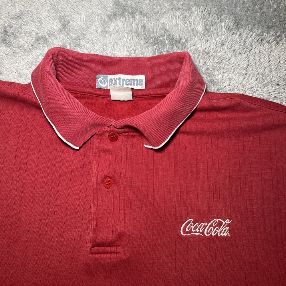 Vintage Coca-Cola Employee Embroidered Short Sleeve Red Polo Shirt Men's SZ XL - Picture 1 of 16